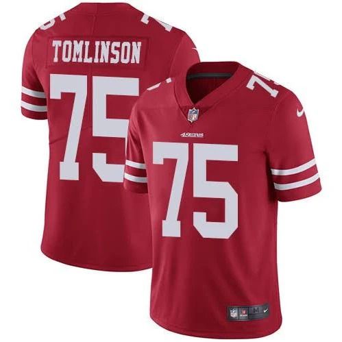 Men San Francisco 49ers #75 Laken Tomlinson Nike Red Vapor Limited NFL Jersey